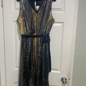 Lane Bryant Party Holiday Sequin Sleeveless Belted Sparkled Black Sz 20 NWT NYE